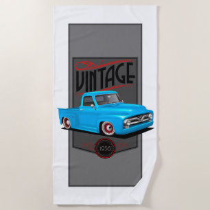 Vintag Blue 1956 Lkw Strandtuch