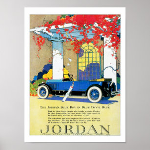 Vintag Blue Automobile Ad Poster
