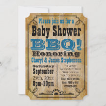 Vintag Blue Baby Shower GRILLEN Barbeque Baby-Q