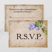 Vintag Blue Berries Wedding RSVP Karte (Vorne/Hinten)