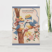 Vintag Blue Bird Jubiläumsgratis Grußkarte