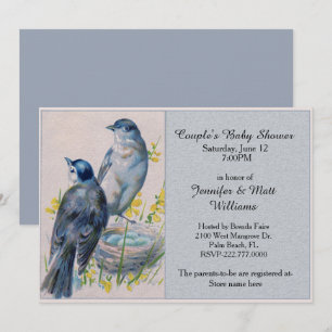 Vintag Blue Birds Baby Dusche Einladung
