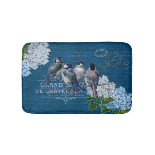 Vintag Blue Birds Blume Französisch Bath Mat Badematte