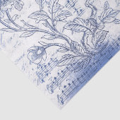 Vintag Blue Birds Blume Französisch Script Seidenpapier (Detail)