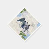 Vintag Blue Birds Blume Italienisches Papier Napki Serviette (Ecke)