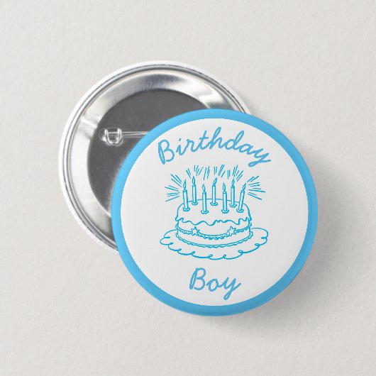 Vintag Blue Birthday Cake Button (Vorne & Hinten)