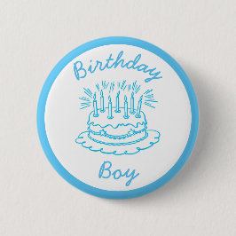 Vintag Blue Birthday Cake Button