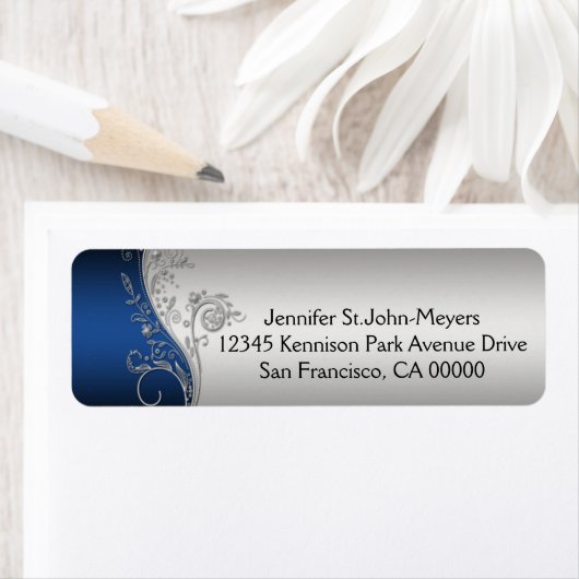 Vintag Blue Black Verziert Silver Wirbel (Insitu)