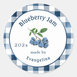 Vintag Blue Blueberry Jam Canning Runder Aufkleber