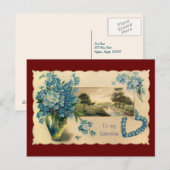 Vintag Blue Blume Valentine Postkarte (Vorne/Hinten)