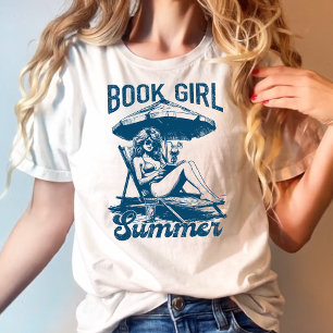 Vintag Blue Book Girl Summer T-Shirt