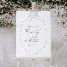 Vintag Blue Bow Boy Baby Dusche Begrüßungszeichen