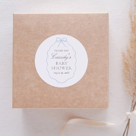 Vintag Blue Bow Boy Baby Dusche Runder Aufkleber