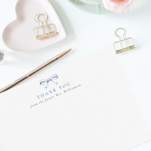 Vintag Blue Bow Future Mrs. Brautparty Dankeskarte