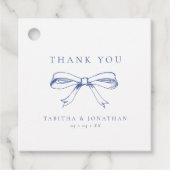 Vintag Blue Bow Wedding Danke Geschenkanhänger (Vorderseite)