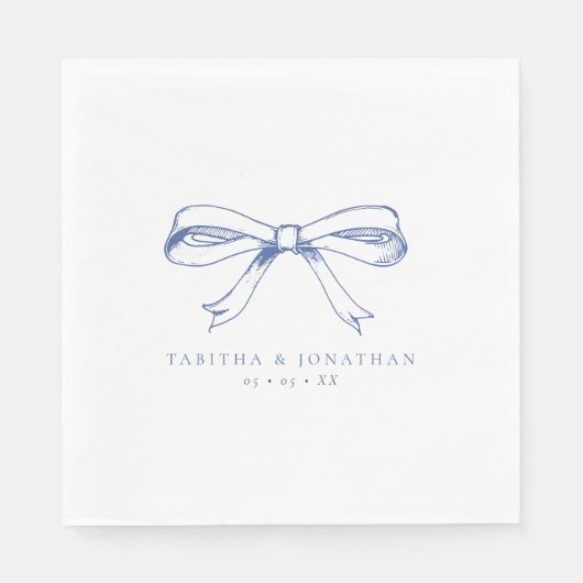 Vintag Blue Bow Wedding Serviette (Vorderseite)