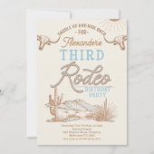 Vintag Blue Boys First Rodeo 3. Geburtstag Einladung (Vorderseite)