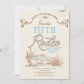 Vintag Blue Boys First Rodeo 5. Geburtstag Einladung (Vorderseite)