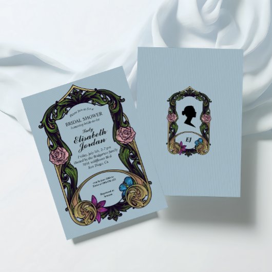 Vintag Blue Bridgerton Bridal Dusche Einladung