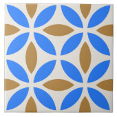 Vintag Blue Brown Barcelona Petals Geometric Tile Fliese (Vorderseite)