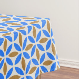 Vintag Blue Brown Barcelona Petals Geometric Tile Tischdecke