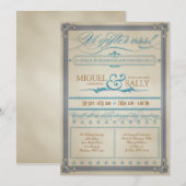 Vintag Blue & Brown Einladung (Vorne/Hinten)