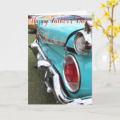 Vintag Blue Car - Happy Vatertag Card Karte (Gelbe Blume)