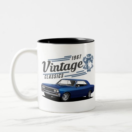 Vintag Blue Chevelle Zweifarbige Tasse (Links)