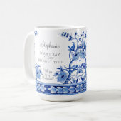 Vintag Blue Chinoiserie Asian Floral Kaffeetasse (Vorderseite Links)