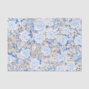 Vintag Blue Chinoiserie Bird & Floral Entdeckungsr Seidenpapier