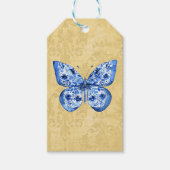 Vintag Blue Chinoiserie Butterfask Damask Geschenkanhänger (Vorderseite)