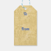 Vintag Blue Chinoiserie Butterfask Damask Geschenkanhänger (Rückseite)