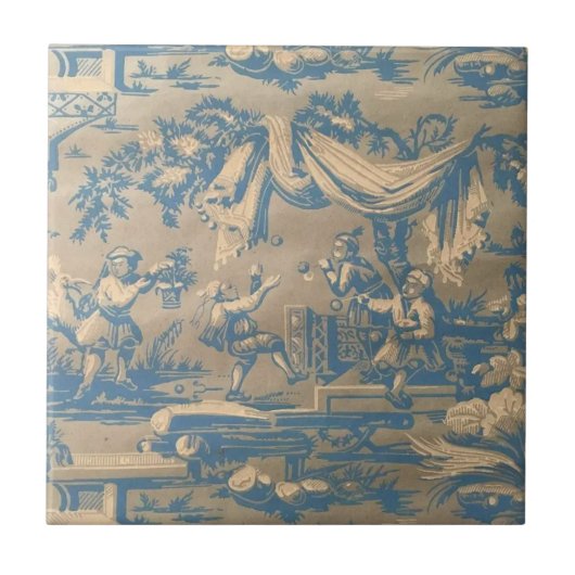 Vintag Blue Chinoiserie Fliese (Vorderseite)