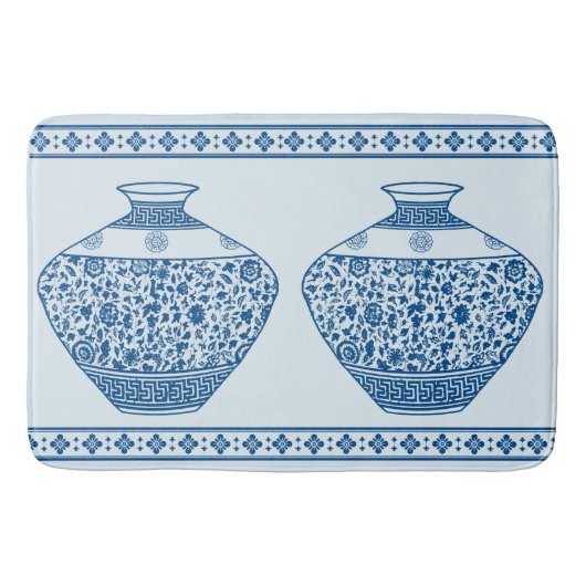 Vintag Blue Chinoiserie Ginger Jars Vases Badematte (Vorderseite)