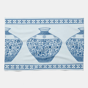Vintag Blue Chinoiserie Ginger Jars Vases Geschirrtuch