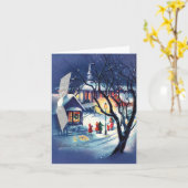 Vintag Blue Christmas Scene Card Karte (Gelbe Blume)