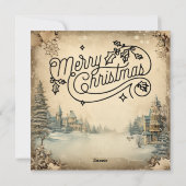 Vintag Blue Christmas Tree Card Feiertagskarte (Rückseite)