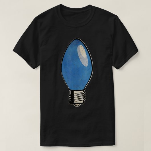 Vintag Blue Christmas Tree Light Bulb T-Shirt (Design vorne)