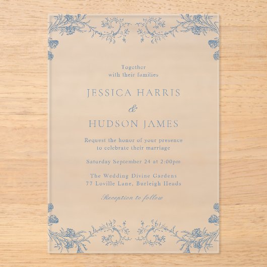 Vintag Blue Classic Acryleinladungen (Vorderseite)