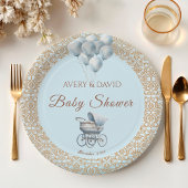 Vintag Blue Classic Baby Dusche Pappteller