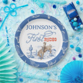 Vintag Blue Cowboy First Rodeo 1. Geburtstag Pappteller (Party)