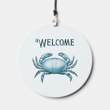 Vintag Blue Crab Nautic Wildlife Beach House