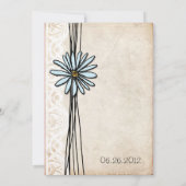 Vintag Blue Daisy Wedding Einladung (Rückseite)