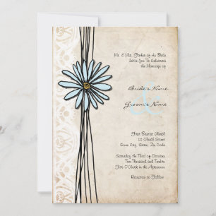 Vintag Blue Daisy Wedding Einladung