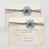 Vintag Blue Daisy Wedding RSVP Karte (Vorne/Hinten)