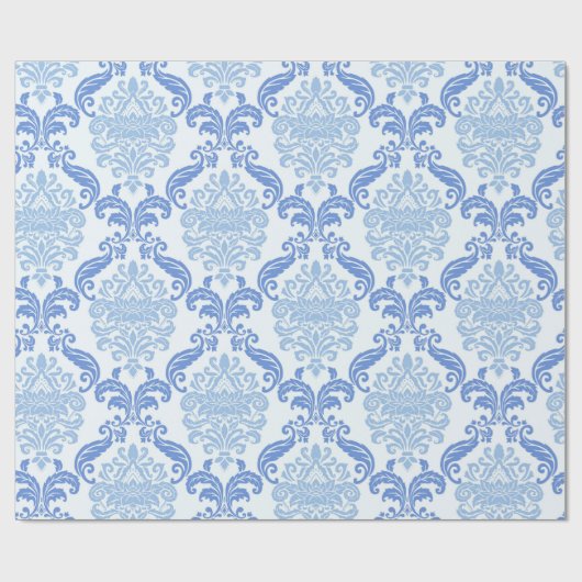 Vintag Blue Damask Geschenkpapier (Flach)