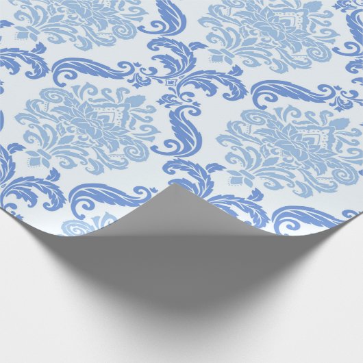 Vintag Blue Damask Geschenkpapier (Ecke)