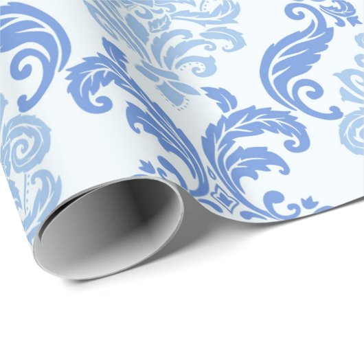 Vintag Blue Damask Geschenkpapier (Rolleneckpunkt)