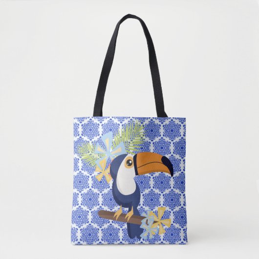 Vintag Blue Damask Tasche (Vorderseite)