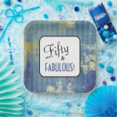 Vintag Blue Denim Fifty & FABULOUS! 50. Geburtstag Pappteller (Party)